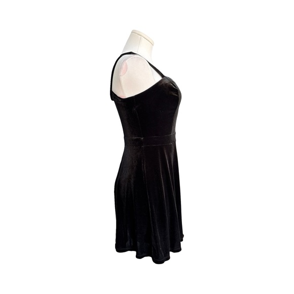 ⚡️💲5️⃣⚡️ Y2K Style Black Velvet Zip Up Mini Dress- Whimsigoth - Small - Picture 7 of 7